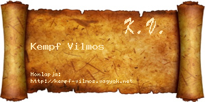 Kempf Vilmos névjegykártya